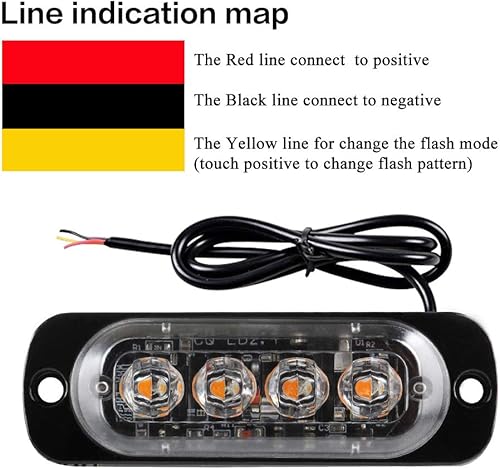 Miniatura 4 de Teguangmei 4 luces estroboscópicas de emergencia ultrafinas de 4 LED, montaje en superficie universal de 12-24 V, barra de luz de advertencia de