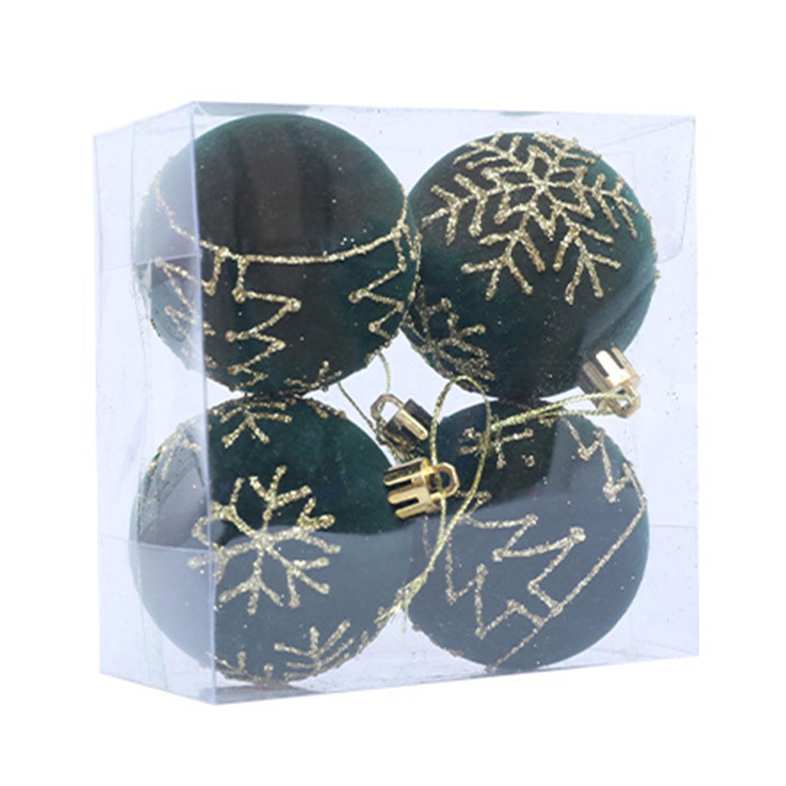 4Pcs Christmas Ball Ornament Shatterproof Christmas Baubles Hanging Decorations for Tree Wreath Mantels Embellishments Snowflakes Decorations