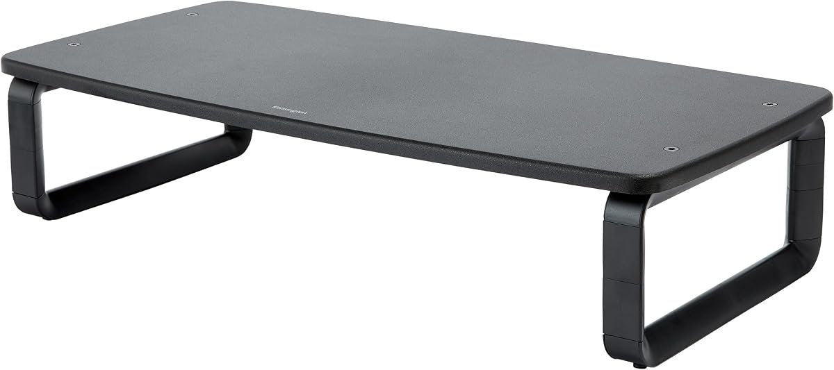 Soporte para monitor extra ancho SmartFit (K52797WW) Negro | Altura ajustable, diseño ergonómico y plataforma extra ancha que eleva el monitor al nivel de los ojos
