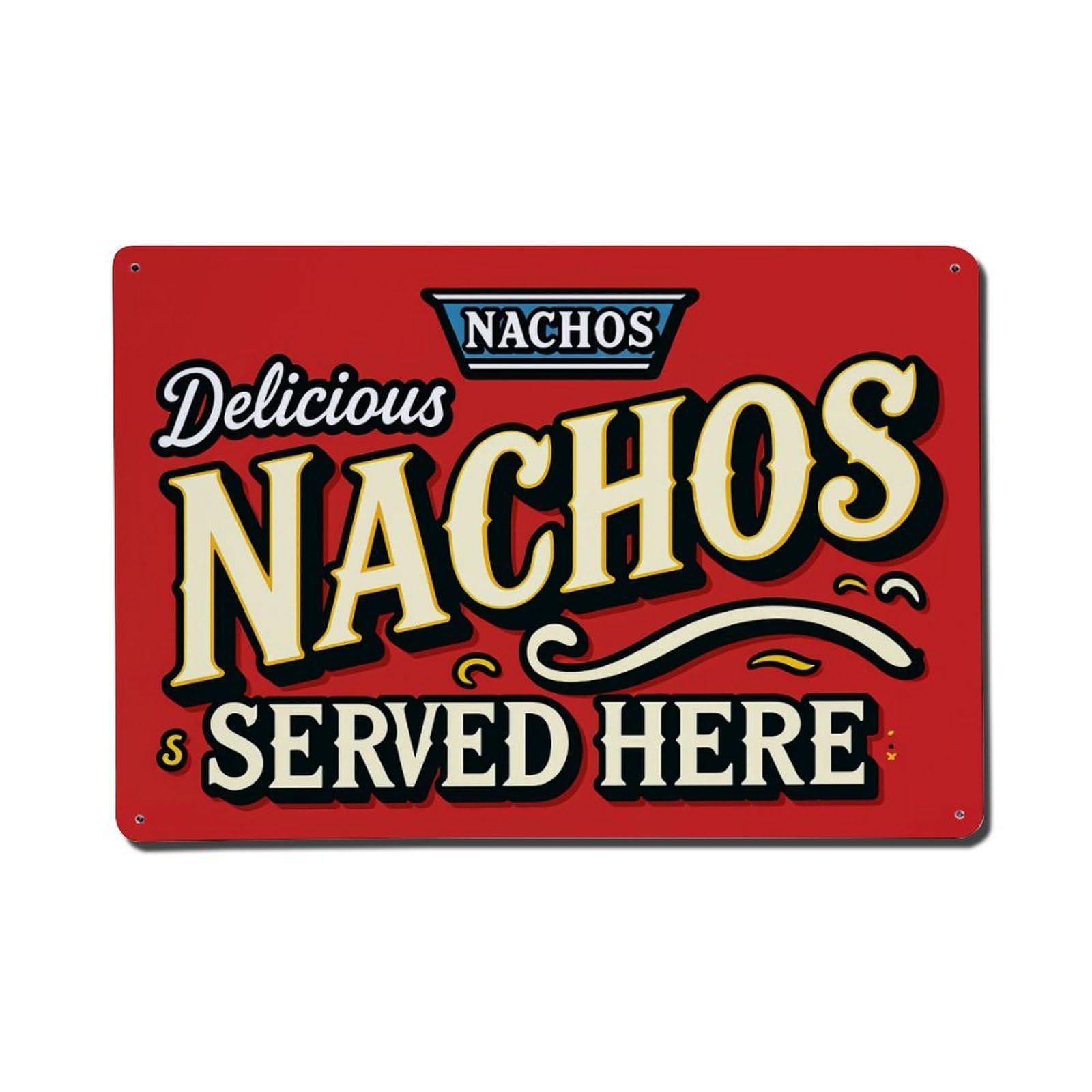 Enderetf Vintage Delicious Nachos Served Here Tin Sign Metal Poster, Home Bar Garage Man Cave Cafe Indoor & Outdoor Wall Decoration 8X12inches
