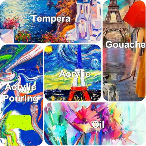 Stretched Canvases for Painting 8x24 Inch 5-Pack, 10 oz Triple Primed Acid-Free 100% Cotton Long Blank Canvas, Art Canvases for Oil Paint Acrylics Pouring & Wet Art Media, Pour Painting
