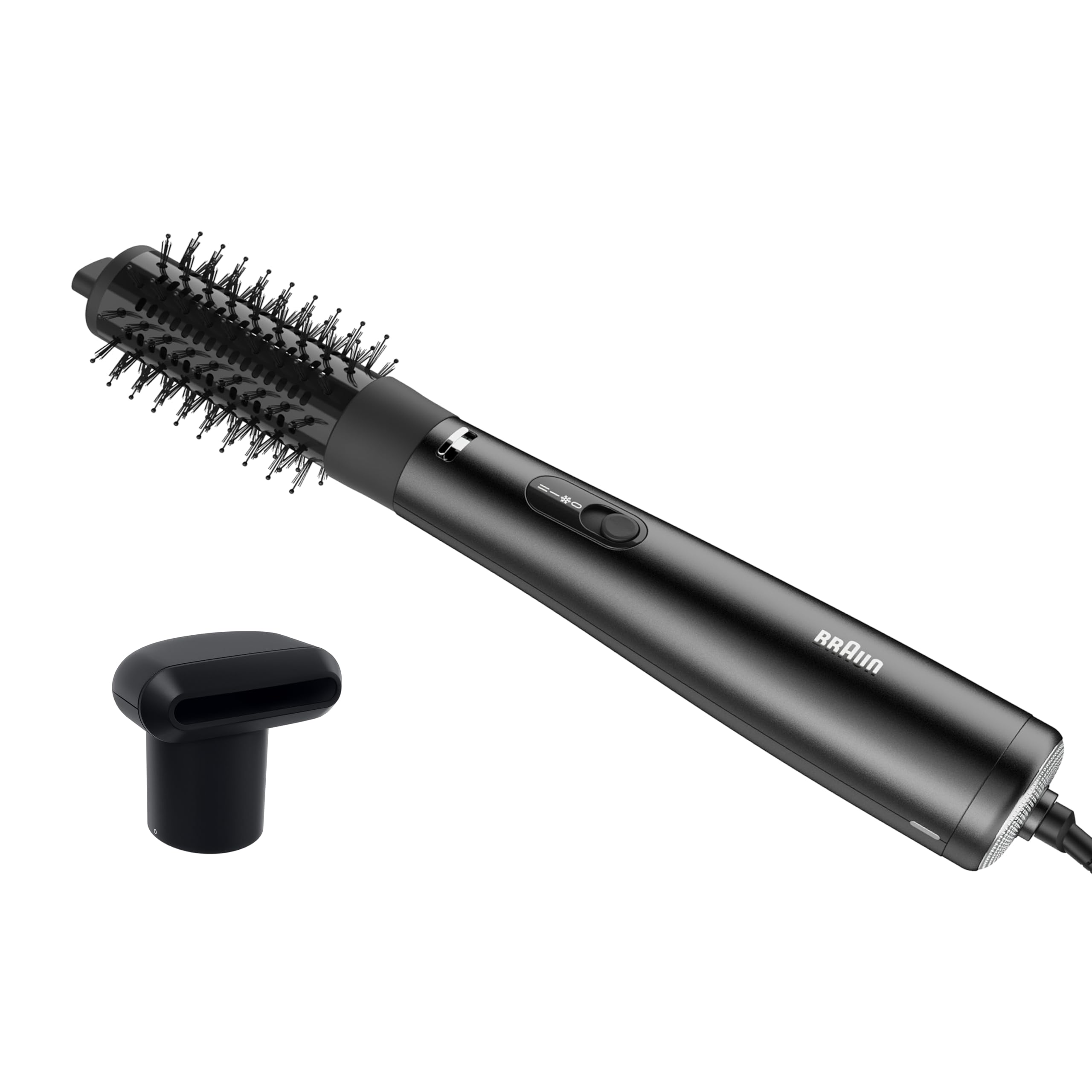 Moldeador de aire Braun AS4.2 – Potente con cepillo térmico redondo para dar forma y volumen y boquilla de secado, motor HTDC, 3 modos de peinado, tecnología IONTEC, negro metalizado– BRAS420E