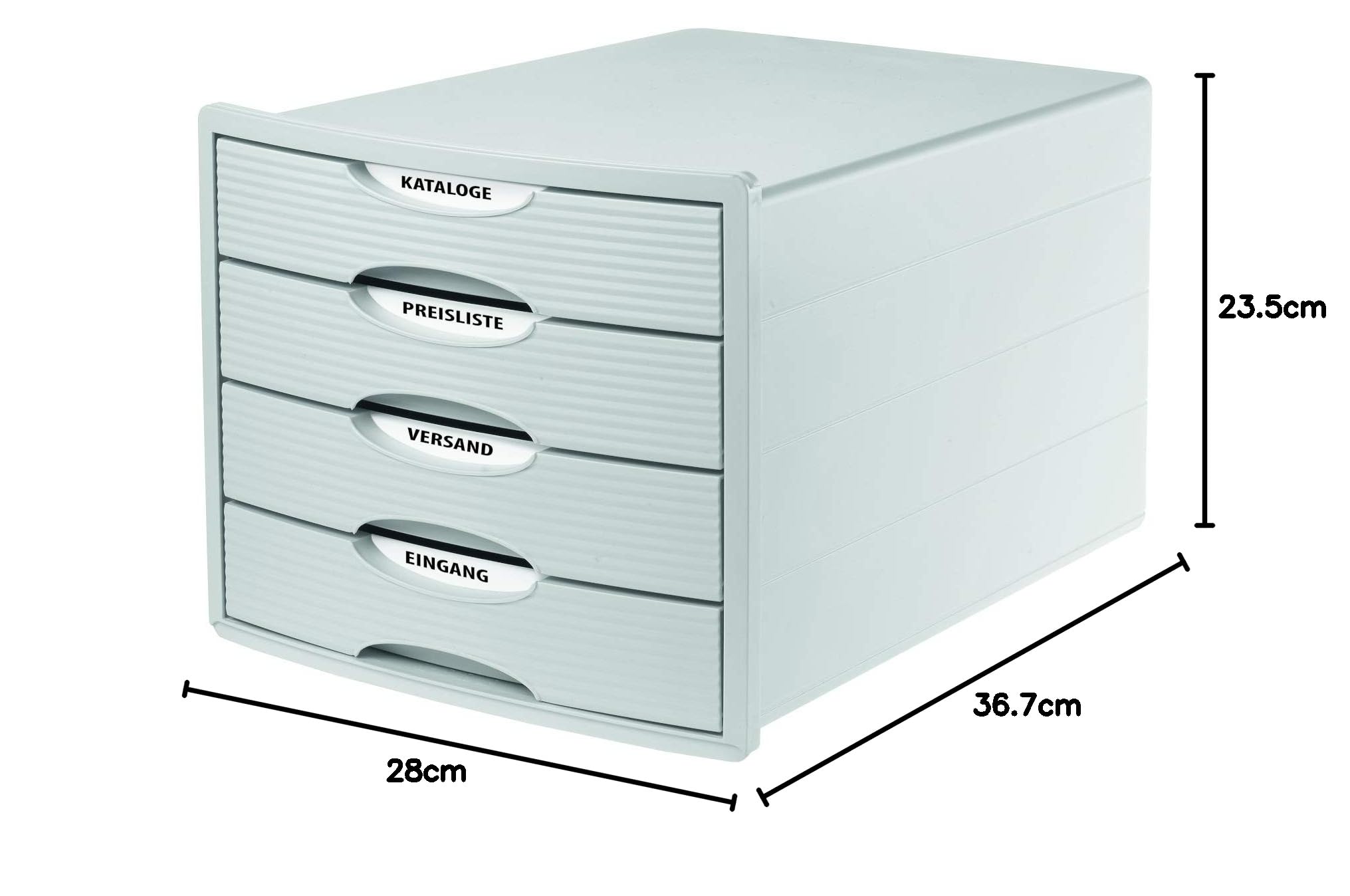 HAN Schubladenbox MONITOR – innovatives, attraktives Design in höchster Qualität. Mit 4 geschlossenen Schubladen für DIN A4/C4, Ablagebox exklusiv bei AMAZON erhältlich, weiß, 1001-12