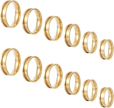12Pcs 6mm Thin 201 Stainless Steel Grooved Ring 6 Sizes Golden Polished Ring Core Blank for Inlay Ring Jewelry Making Comfort Grooved Finger Ring Inner Diameter 1722mm