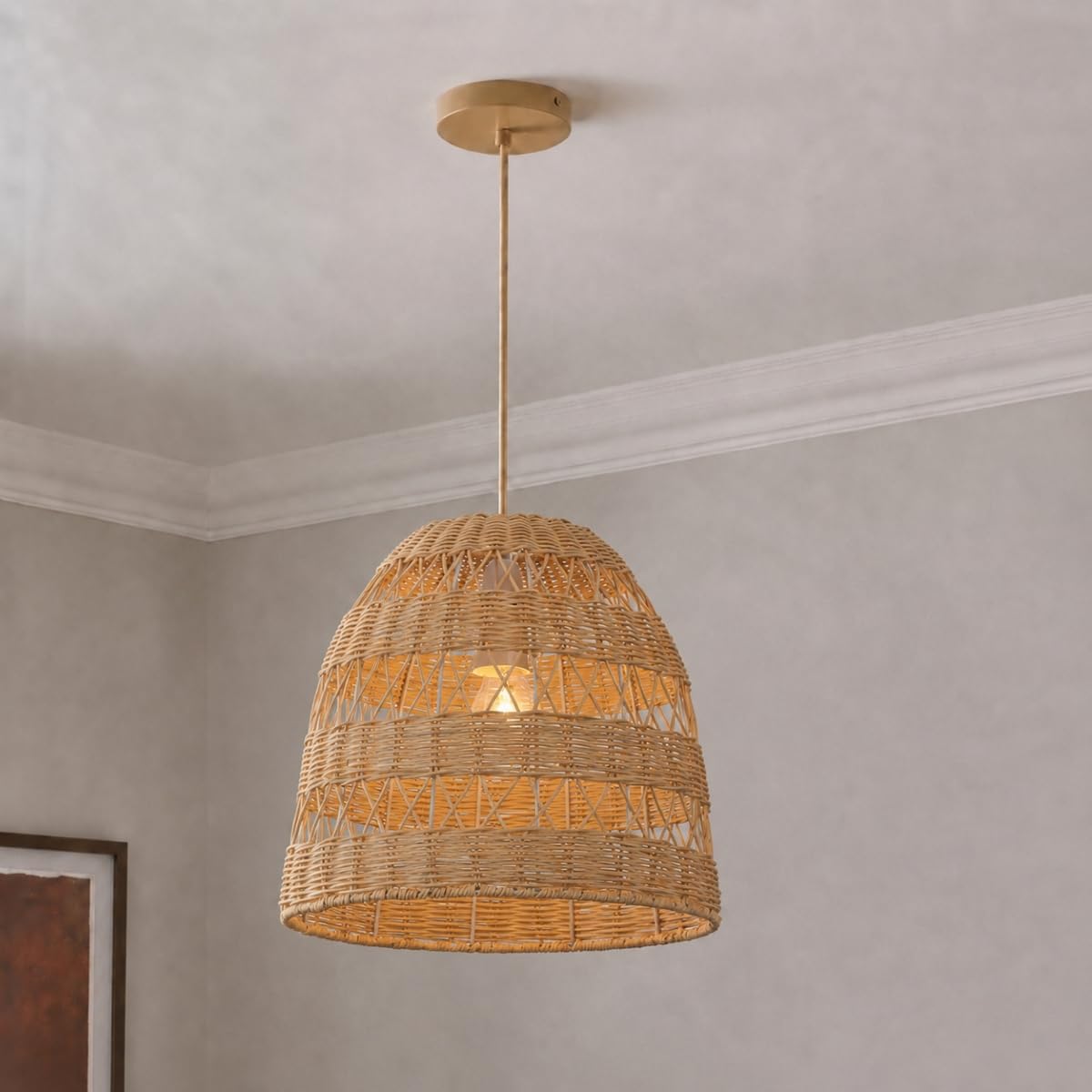 CGC Lighting Indoor Ceiling lamp Shade Hand Made Rattan Easy fit Non Electrical Hanging Kitchen Island (Rattan) โ image 1