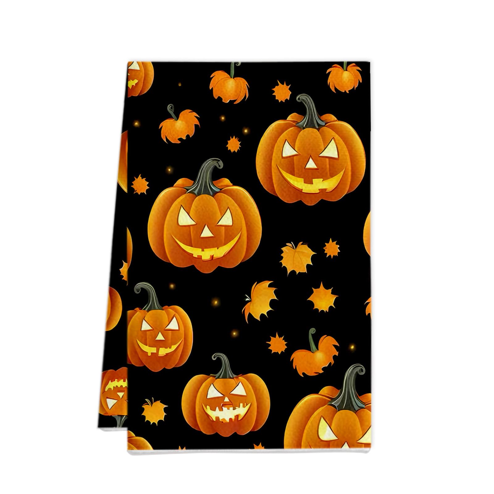 Paños de Cocina Hoja De Calabaza Naranja Trapos Cocina Suaves Lavable Poliéster Secado Rápido Reutilizables para Baño Barra Restaurante Picnic etc Toallas de Limpieza 4 Piezas (40x60 cm)