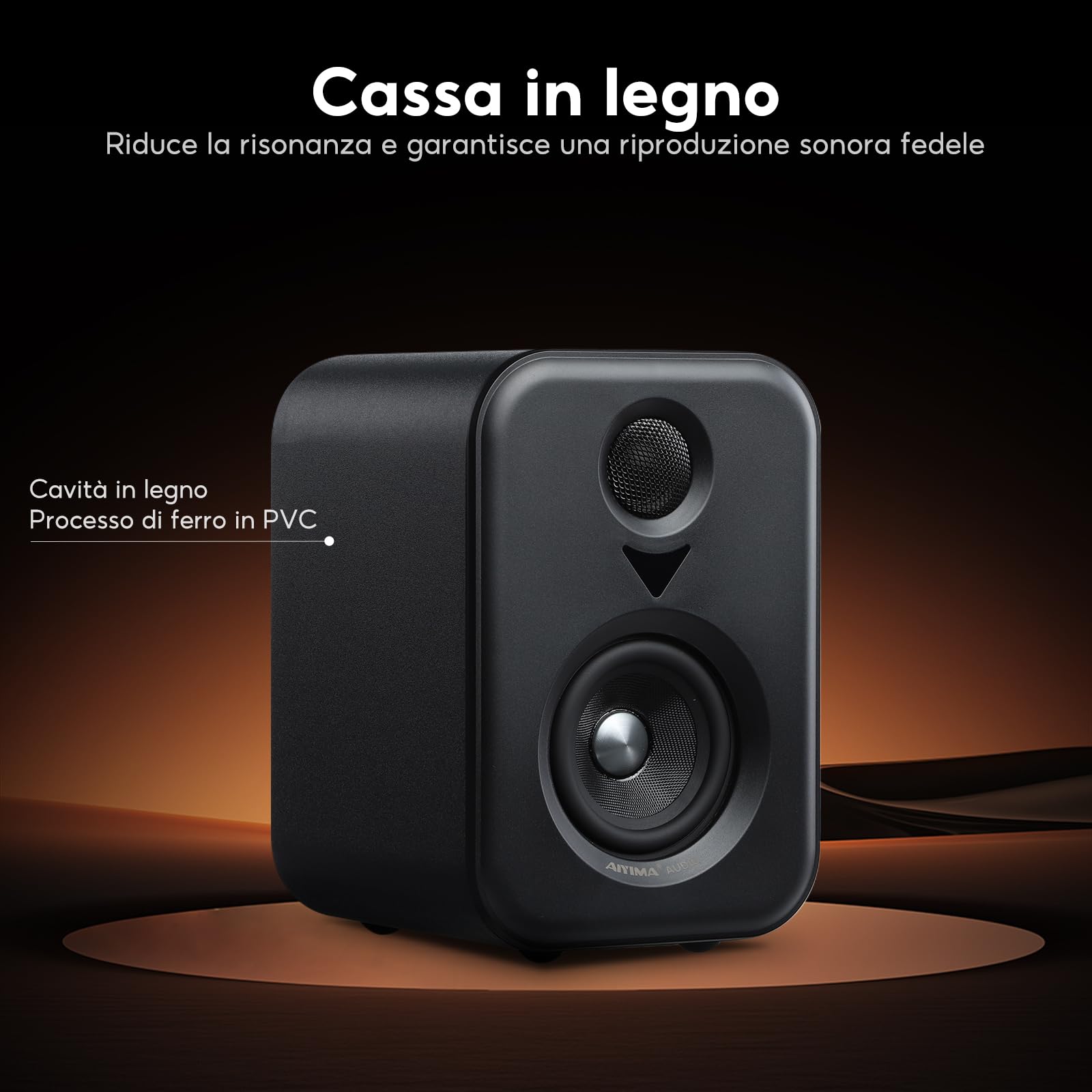 AIYIMA S400 Altoparlante da scaffale attivo 2.1, 3" (7,6 cm), 80 W, altoparlante attivo HiFi stereo, Bluetooth 5.3, ottico, USB, RCA, Sub-Out, Bluetooth Bookshelf altoparlante per PC e home theater