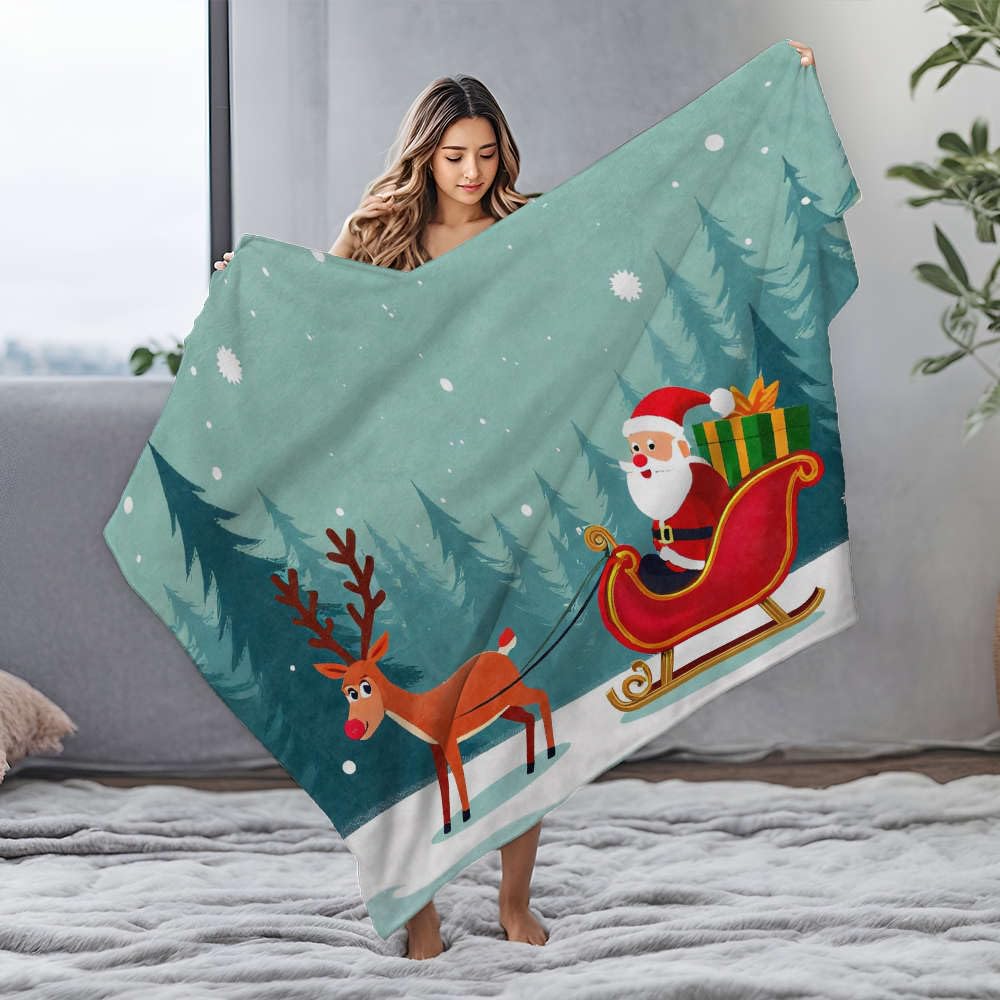 Couverture pour lit Père Noël en flanelle king size plaid Noël 125x150