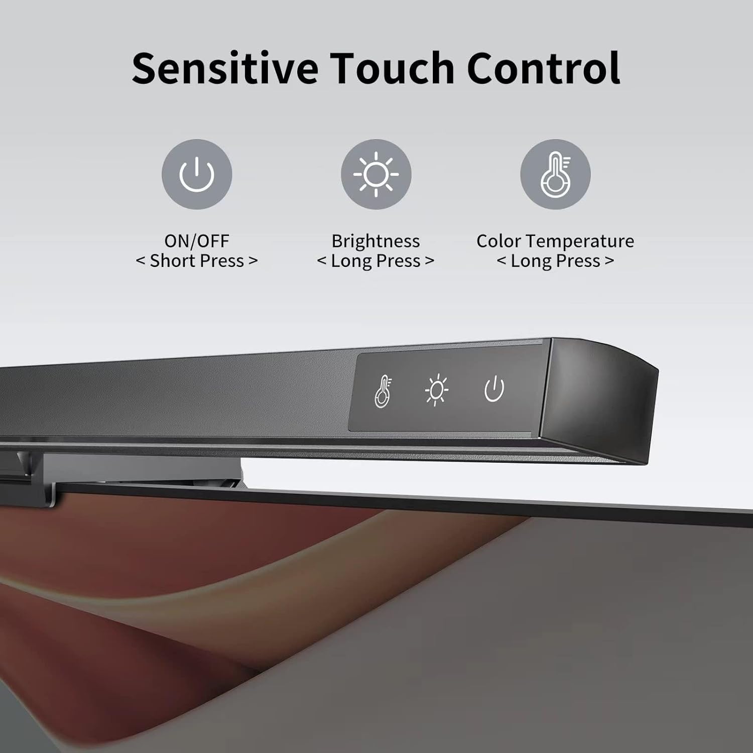 Barra de luz para monitor de computadora, lámpara de monitor de pantalla para cuidado de los ojos, lámpara de escritorio con detección de movimiento