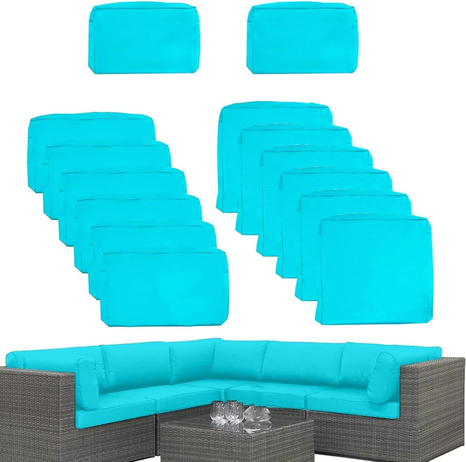 14 Pcs Outdoor Patio Furniture Cushion Covers Replacement, Couch Covers Replacement, Outdoor Couch & Sofa Slipcovers,Red,14pc