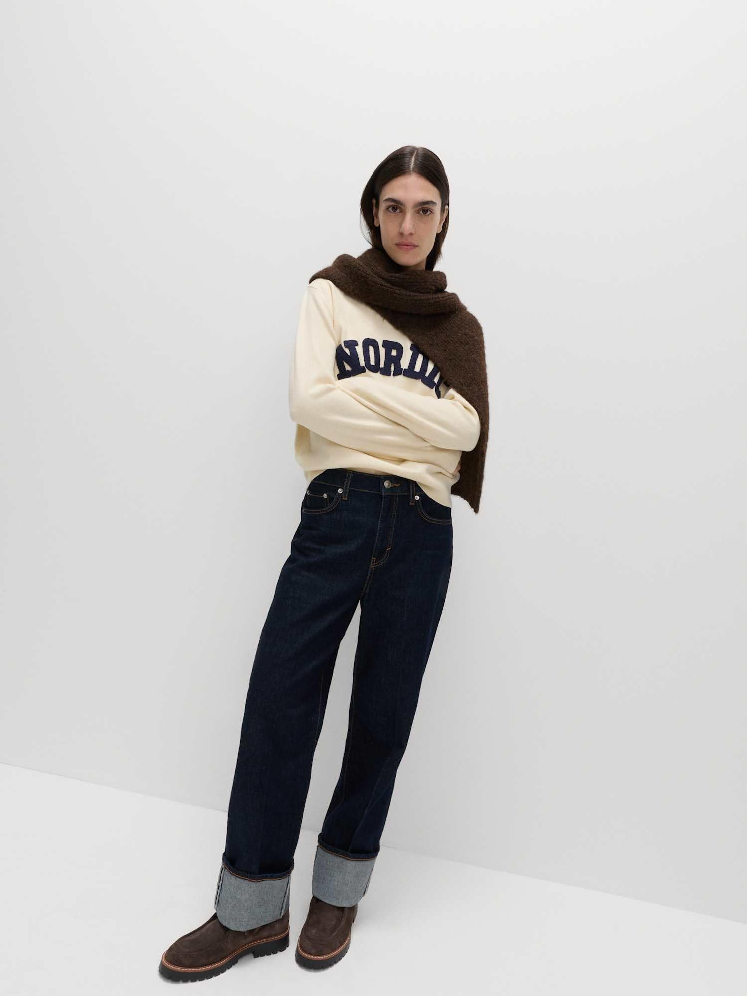Marks & Spencer Donna Funnel Neck Slogan Maglione – vestibilità Regolare – con Stretch