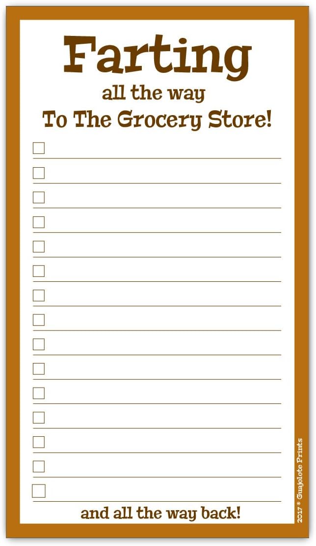 Funny Magnetic Grocery List, 7 x 4.25 inch, 50 Sheets, Fart Novelty Gag Gift
