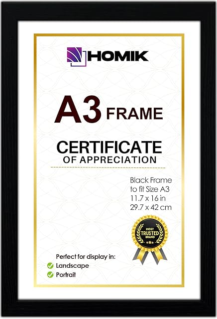 HOMIK A3 Photo Frame With Elegant Classic Design - Home Décor Photo Frame Perfect For Gifting