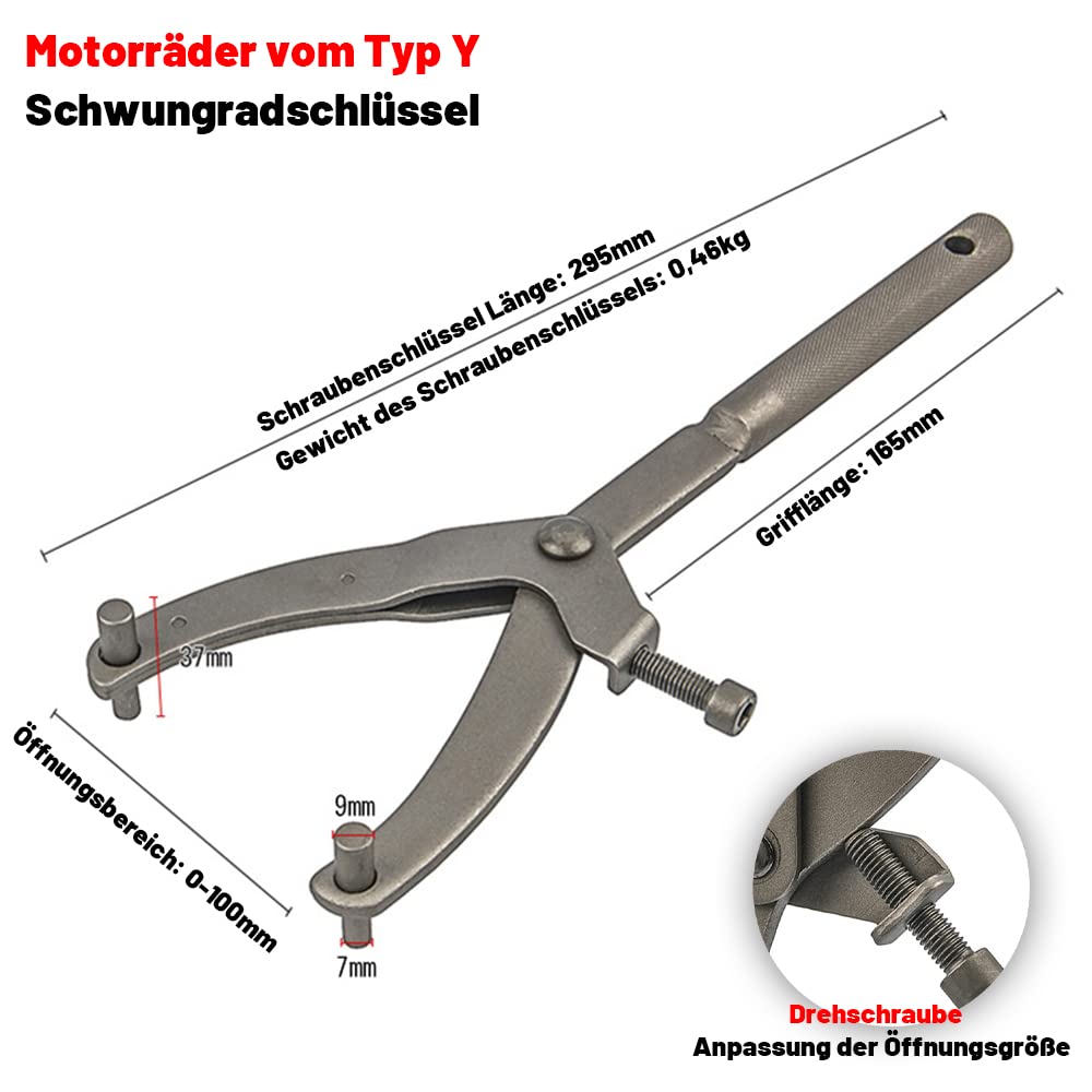 Chiave Blocca Volano Regolabile Per Moto E Scooter - Strumento Rimozione Frizione Variatore | Tipo Y, Apertura 115mm - Foto 4