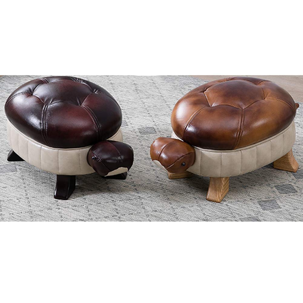 BHBXZZDB Sgabello per Piedi in Pelle Tartaruga Animale, poggiapiedi Imbottito Piccolo ottomano con Gambe in Legno Sgabello per Cambio Scarpe Sgabello