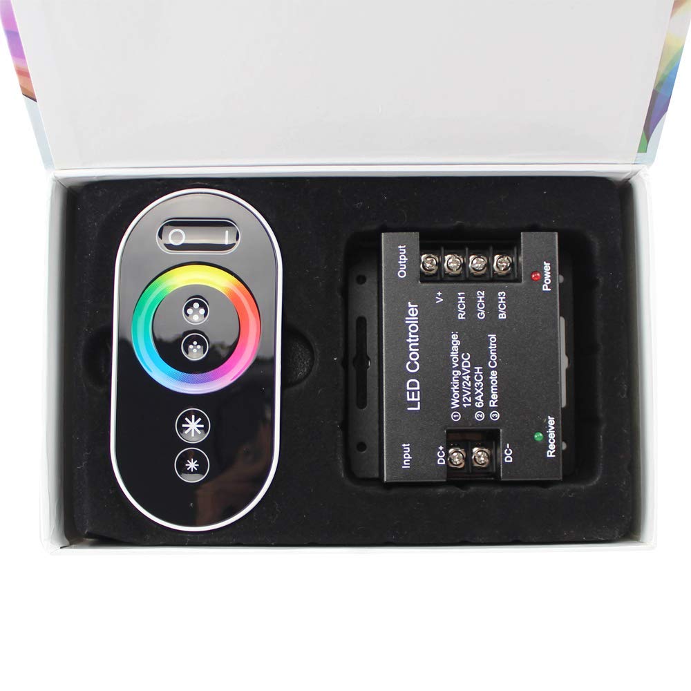 PB-Versand RGB LED Touchdimmer Dimmer 12V - 24V Schalter zum dimmen Touch-Technik Regler Dimmschalter für Streifen Strip Lichtleisten LED-Leisten (Packung mit 2)