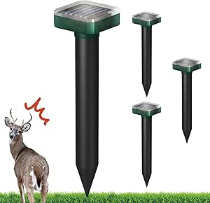 Deer Repellent Devices,4 Pack Deer Repellent,Deer Deterrent Devices for Garden,Deer Repeller for Yard,Deer Fence for Yard,Ultrasonic Deer Repellent Outdoor,Deer Away,Deer and Rabbit Repellent