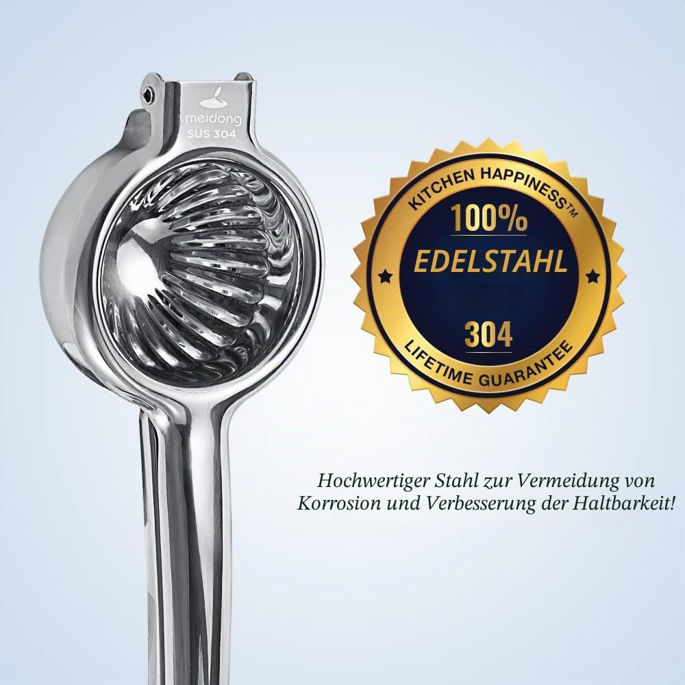 Zitronenpresse Limettenpresse Zitruspresse Edelstahl Handpresse Entsafter Manuelle Zitruspresse zum Entsaften von Zitrone & Limetten, Gemüse, Großer, Silber