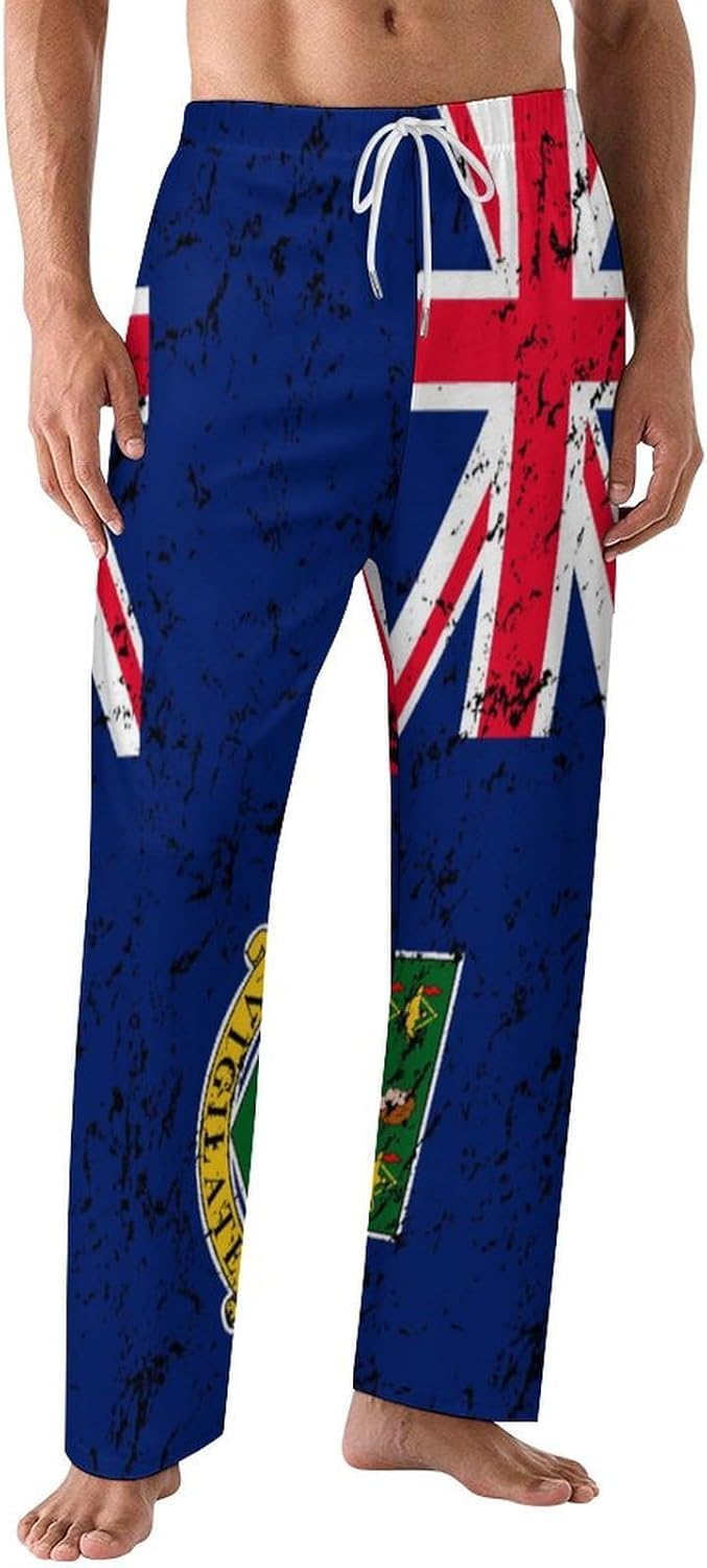 Mens Christmas Lslands Flag Pajama Pants Soft Lounge Pants Loose PJ Bottoms,