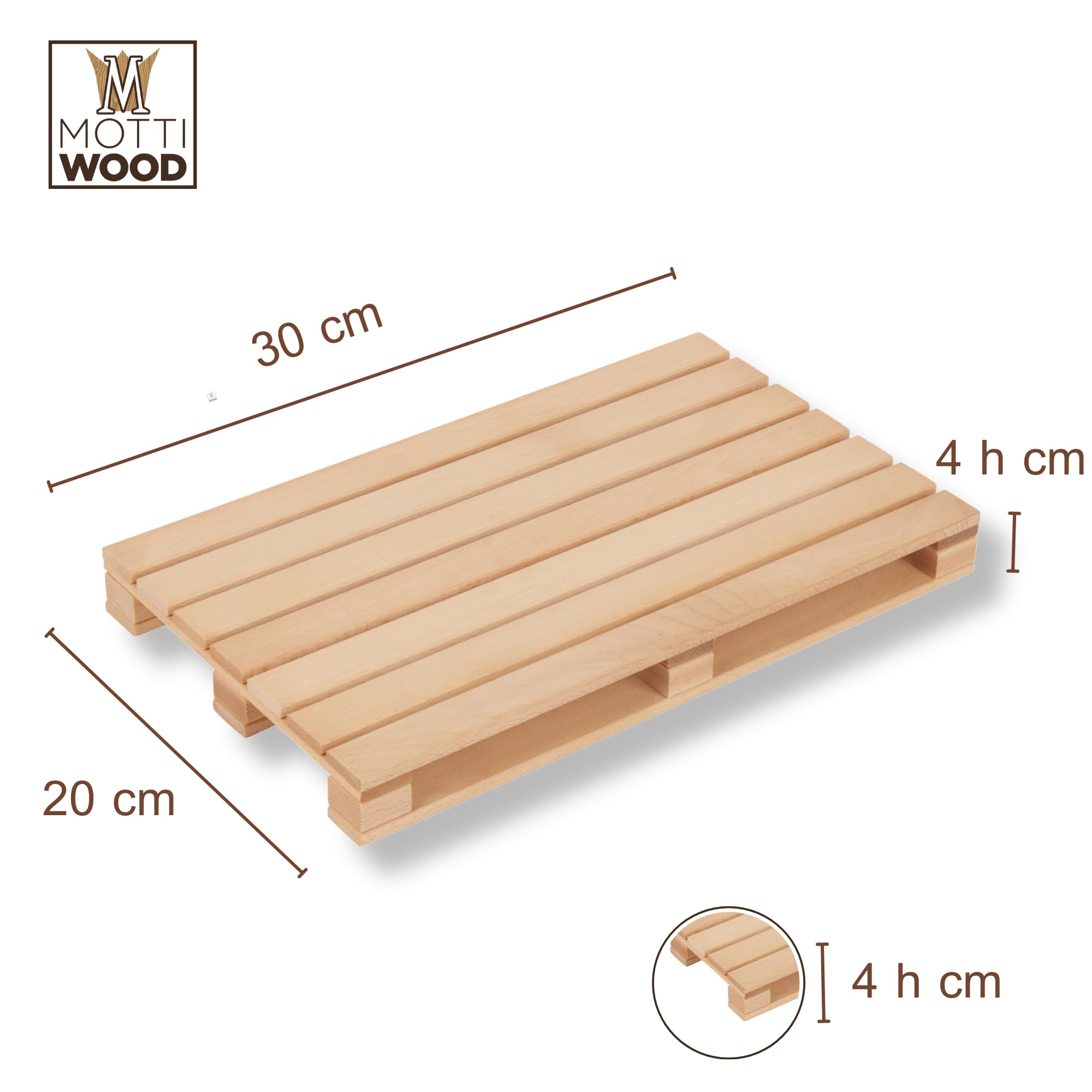 Tagliere Vassoio Pallet, Legno Faggio, 30×20x4h cm, Vassoio Aperitivi, Pedana in Legno, Made in Italy (2)
