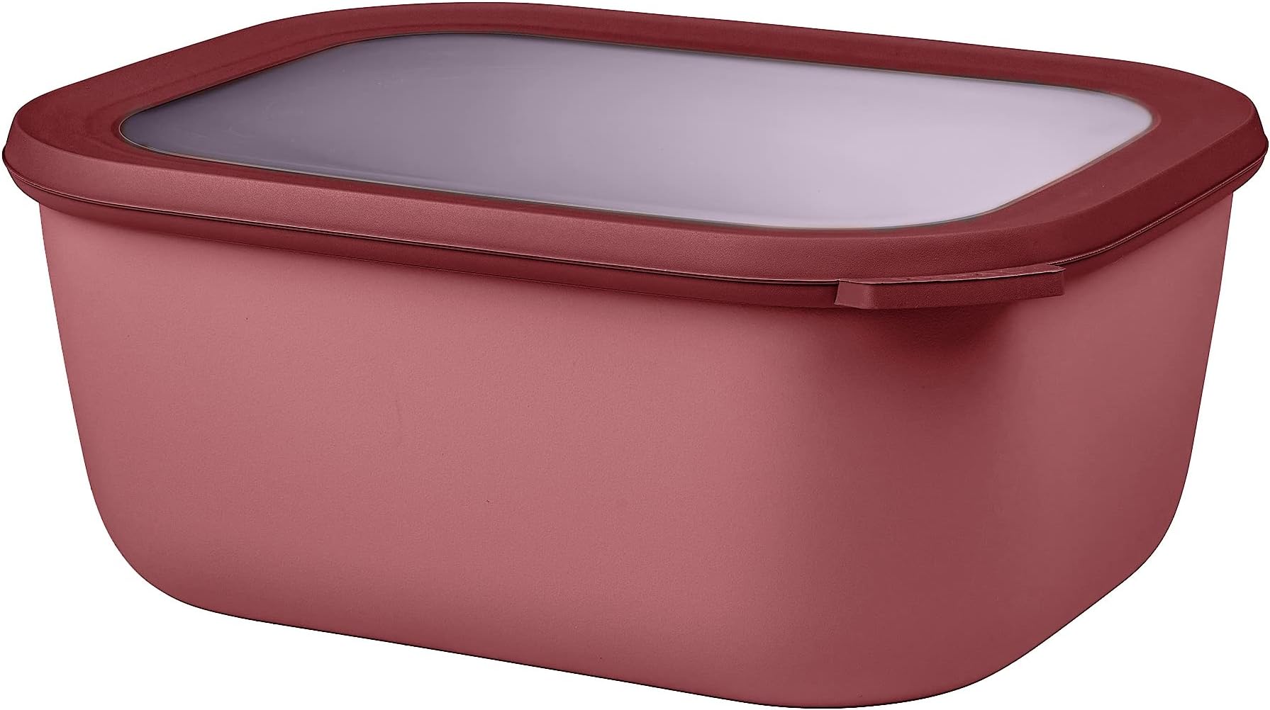 Cirqula 3000ml / 101oz Circular Rectangular Multi Food Storage & Serving Container with Transparent Lids | Perfect for Food Prep | Microwave & Dishwasher Safe | Vivid Mauve | Made in Holland