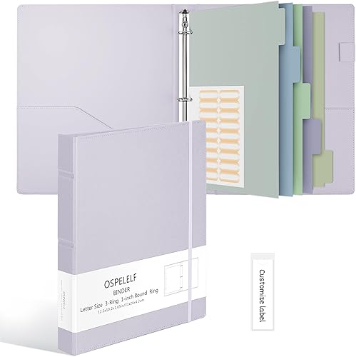 Vista 8 de Ospelelf Carpeta vintage de cuero de tapa dura de 3 anillos de 1 pulgada, organizador profesional adecuado para documentos de tamaño carta, Rosado