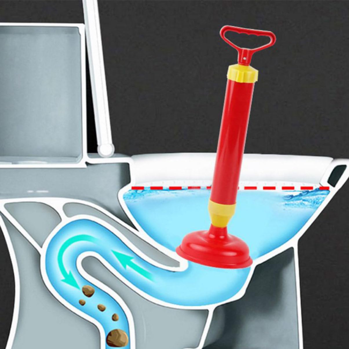 2 Stück Toilettenpömpel aus Gummi Hochdruck Pümpel für Einfache Verstopfungslösung im Badezimmer Rot Effektiver Wc Saugnapf für Toilettenreinigung