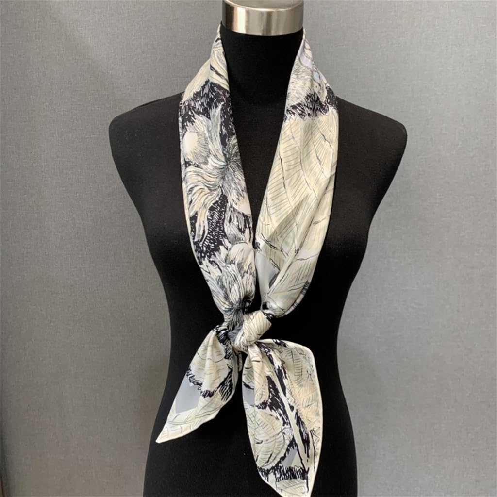 Foulards en Soie Petit Parfum Foulards carrés Foulards imprimés Recto-Verso Accessoire de Mode