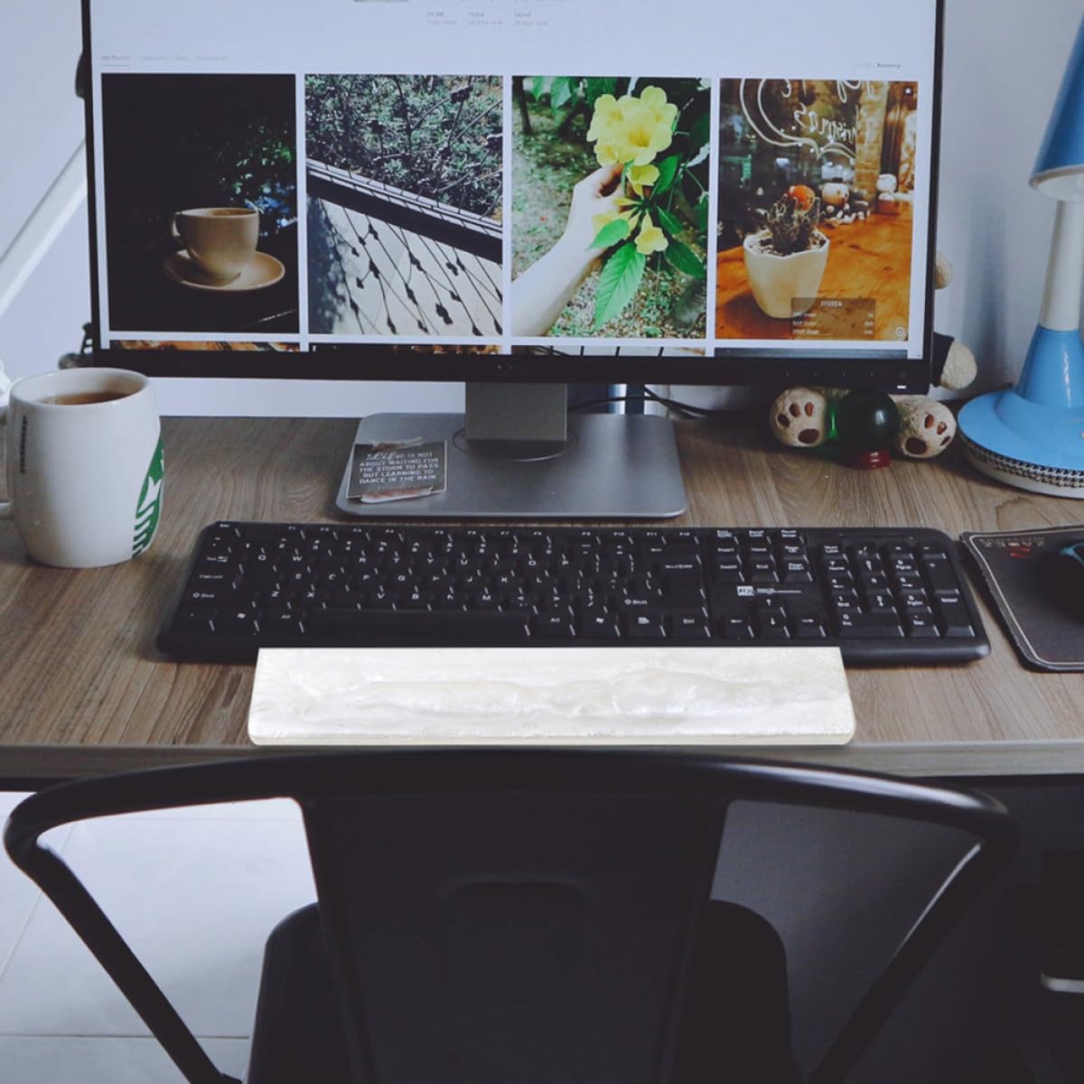 Mechanische Tastatur Handgelenkauflage Weiß Tasten Perlenharz Ergonomische Handballenauflage Unterstützt Hand und Handgelenk Entlastet Ermüdung für Büro und Gaming