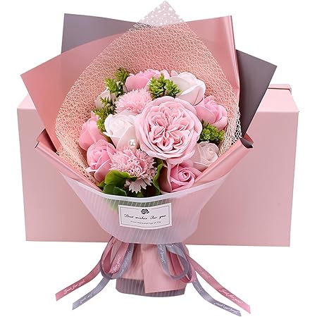 Amazon Co Jp ソープフラワー プレゼント 人気 花束 造花 フラワーギフト 石鹸花 ギフトボックス付き 母の日のプレゼント 枯れない花 バラ 彼女 花束 ブーケ 誕生日 記念日 開店祝い お見舞い 入学 卒業 敬老の日 贈り物 メッセージカード付き ホーム キッチン