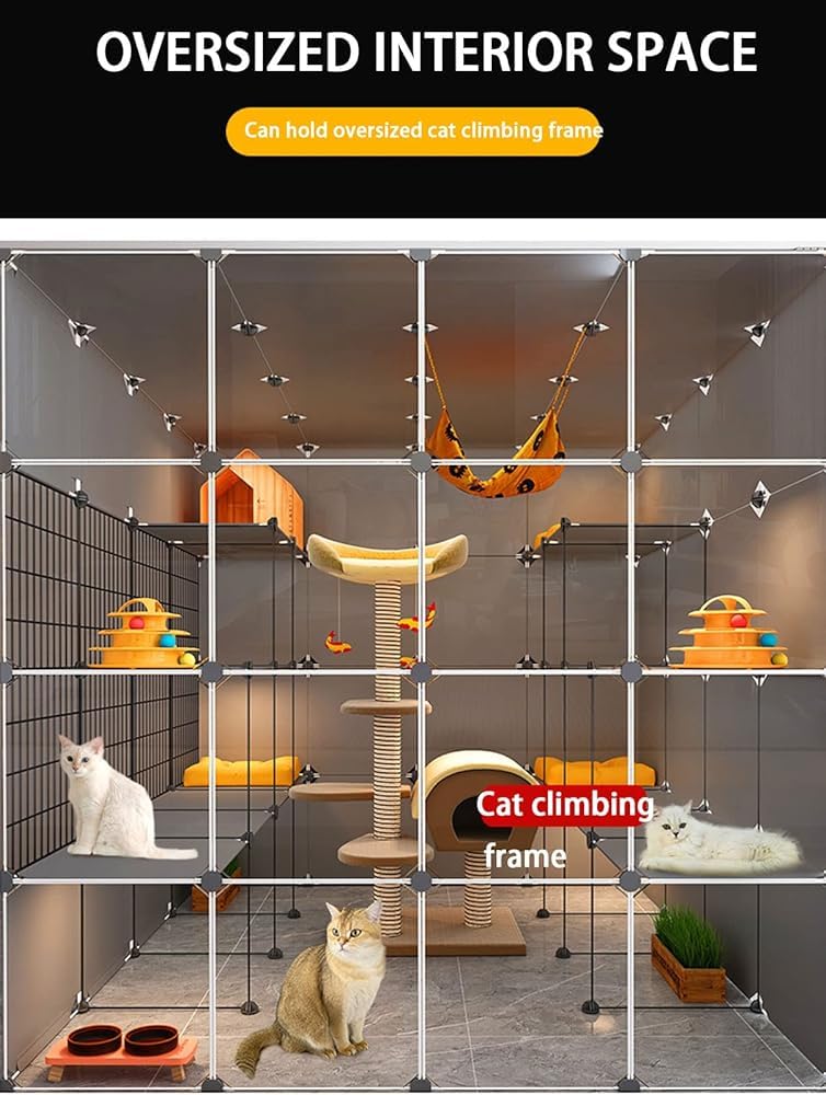 Gabbia per Gatti, Gabbia Trasparente per Interni con Design a Doppio Strato, Facile da Montare, Ideale per Piccoli Animali, spaziosa e sicura, Perfetta per Gattini e Piccoli Animali Domestic
