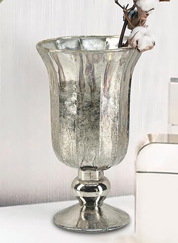 Miniatura 3 de Serene Spaces Living Florero de platino antiguo, urna de vidrio de mercurio para centros de mesa, bodas y decoración de eventos, florero floral de
