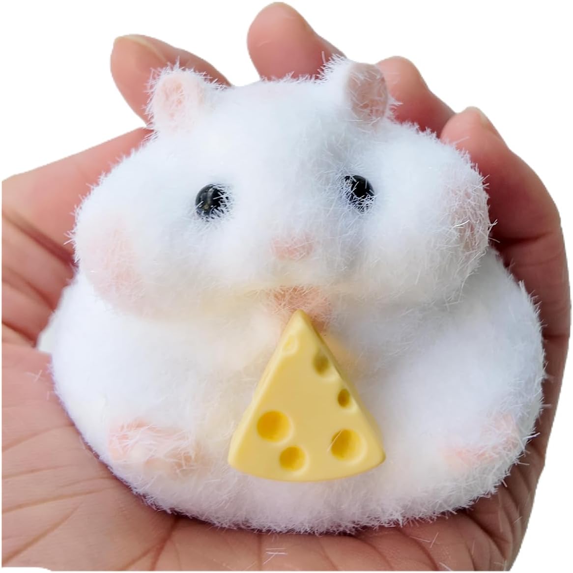 Big Size Handmade Taba Squishy Hamster with Cheese, Cute Soft Hamster Squishy Squeeze Toys, Perfect for Stress Relief, 2025 Unique Gifts for Adults (white)