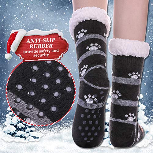 Dyw Women Winter Thick Slipper Socks With Grippers Non Slip Warm Fleece Lining Fluffy Fuzzy Socks Christmas Gifts thumb #4