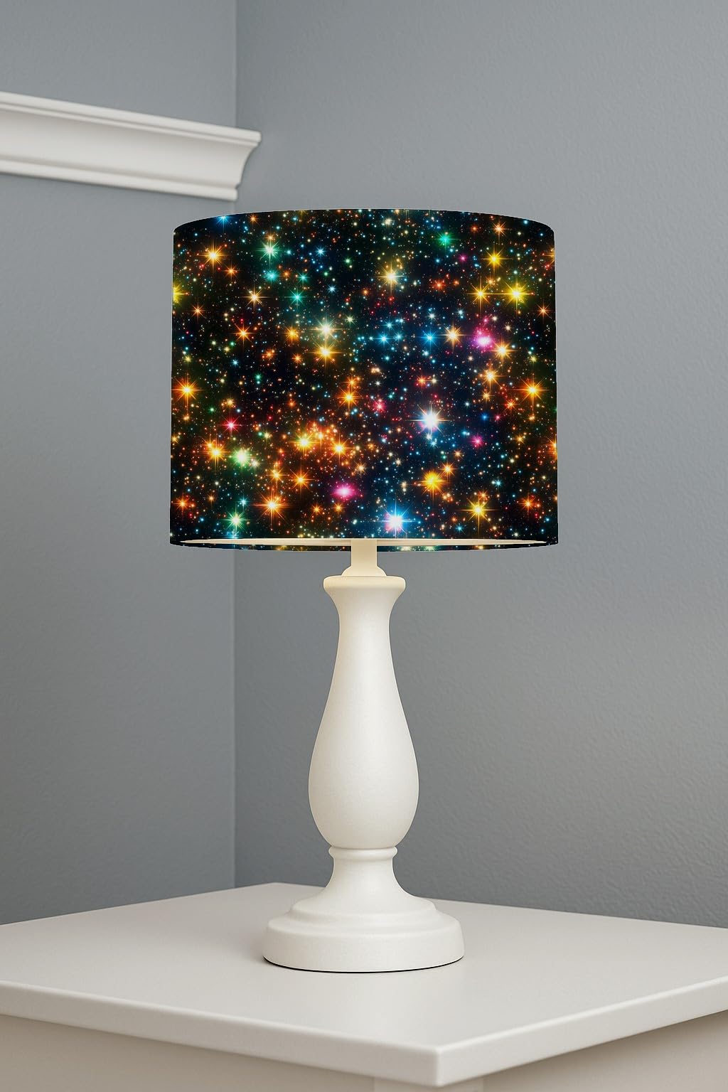 Cosmic Glittering Night lightshade – 20 x 18.5cm Table Drum Shade | 8DB895