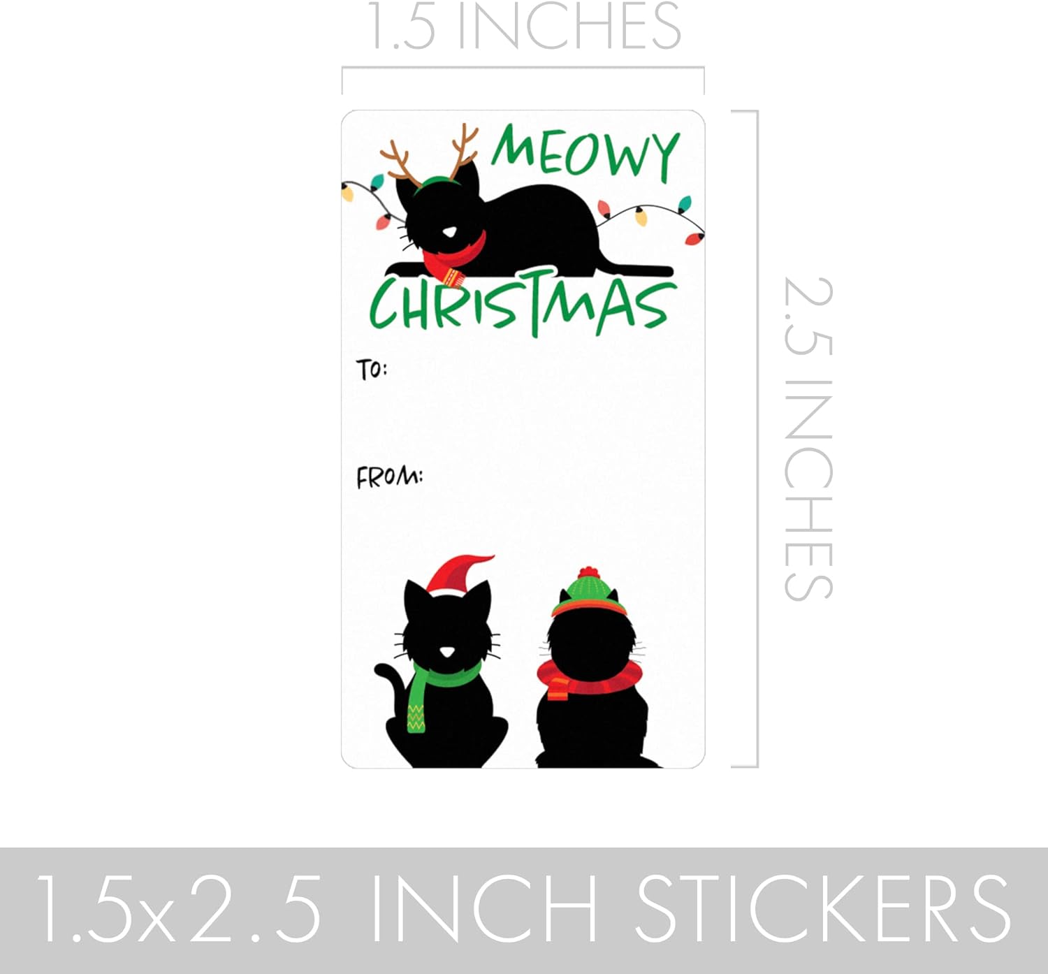 Cat Christmas Gift Tags, Peel and Stick Christmas Gift Tags – 75 Labels, Meowy Christmas Kitten Pet Holiday Gift Wrap Tags : Health & Household