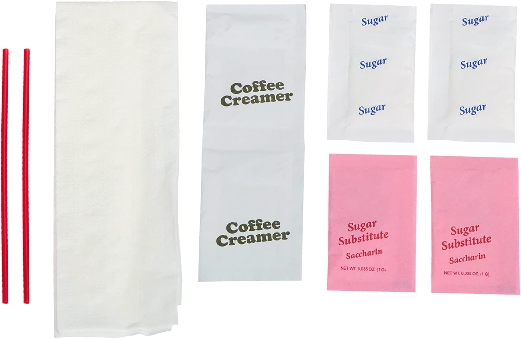 WNA 611912 9-Piece Coffee Condiment Kit, 12" x 12" 1-Ply Napkin (Case of 250)