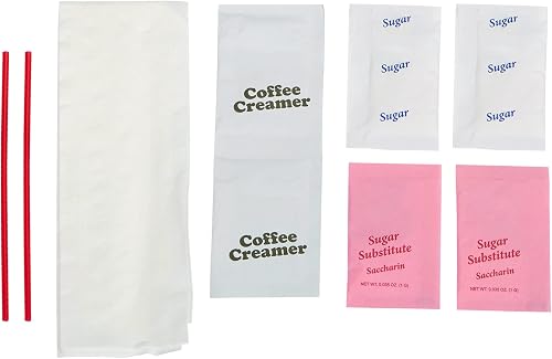 WNA 611912 9-Piece Coffee Condiment Kit, 12" x 12" 1-Ply Napkin (Case of 250)