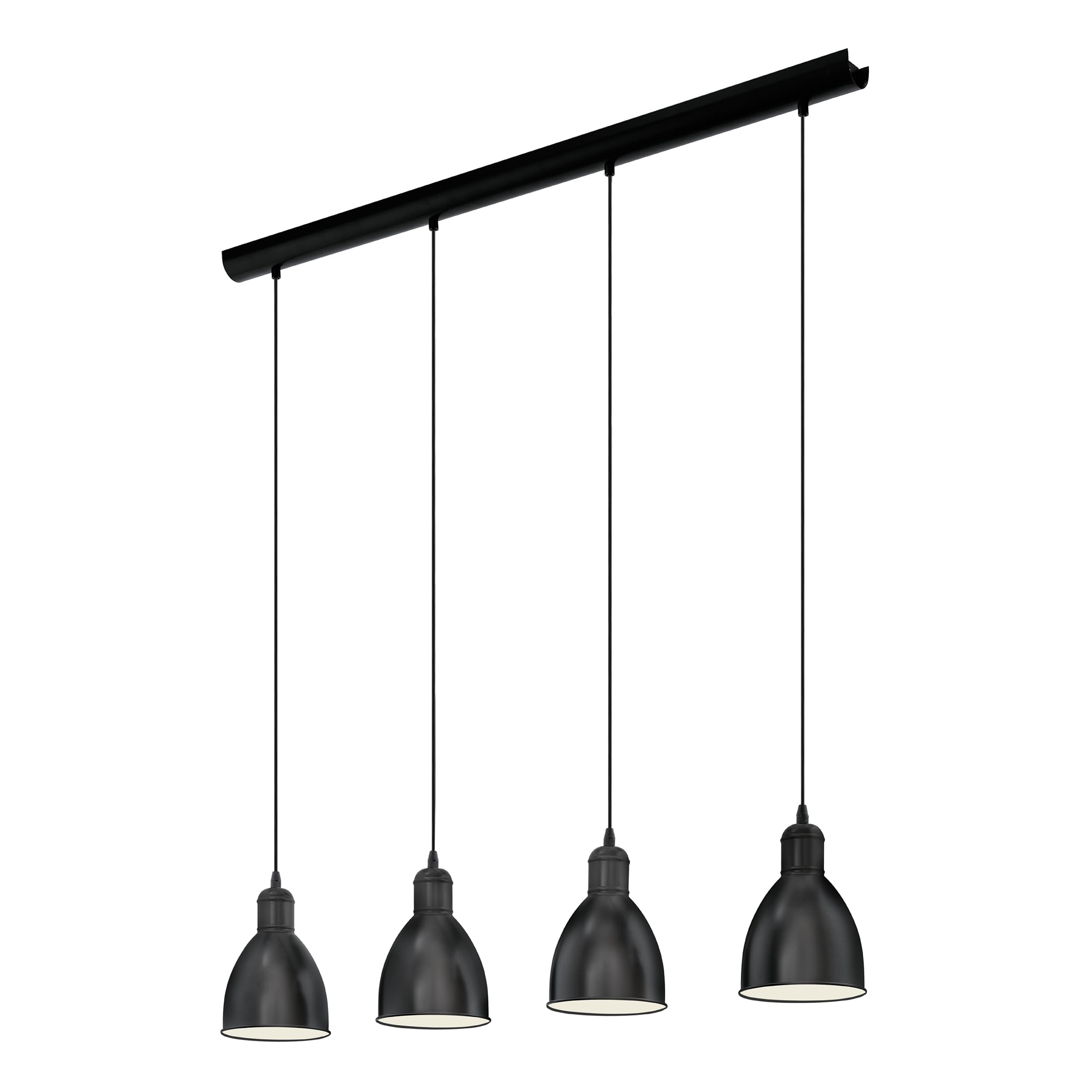 EGLO Pendellampe Priddy 4 flammige Vintage Pendelleuchte | im Industrial Design, Retro Hängelampe aus Stahl, Farbe: Schwarz, weiß, Fassung: E27