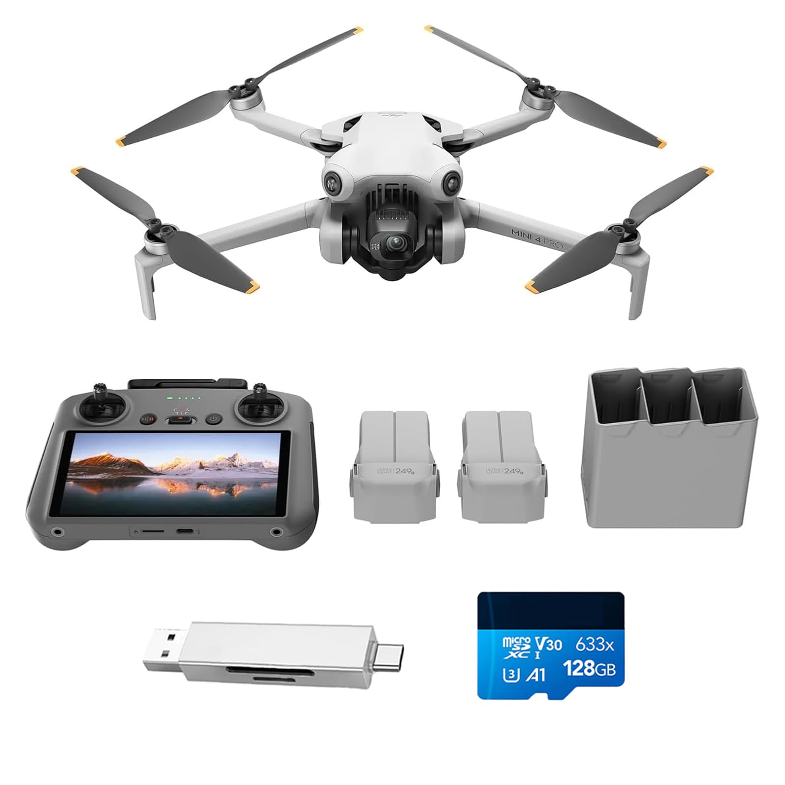 DJI Mini 4 Pro con accessori(con DJI RC-N2), Mini Drone Pieghevole con Fotocamera in 4K, meno di 249 g, Trasmissione Video di 20 km, Rilevamento Ostacoli Omnidirezionale, C0