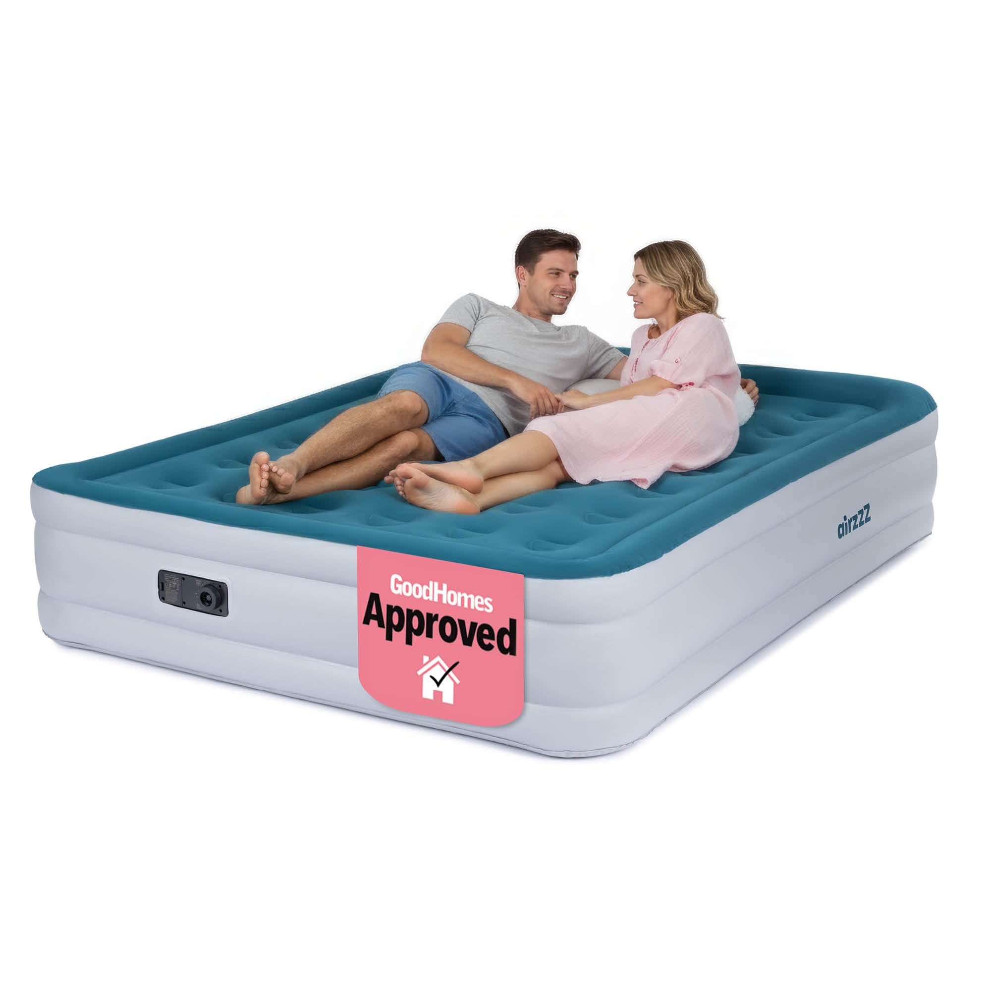 SlumberPlus Air Bed - High Raise Flocked Non Slip Mattress - Quick Self Inflation & Deflation - Inbuilt Pump - Camping,Hiking, Caravan, Guest Bed - Comes With Carry Bag (Slumber Plus Double)