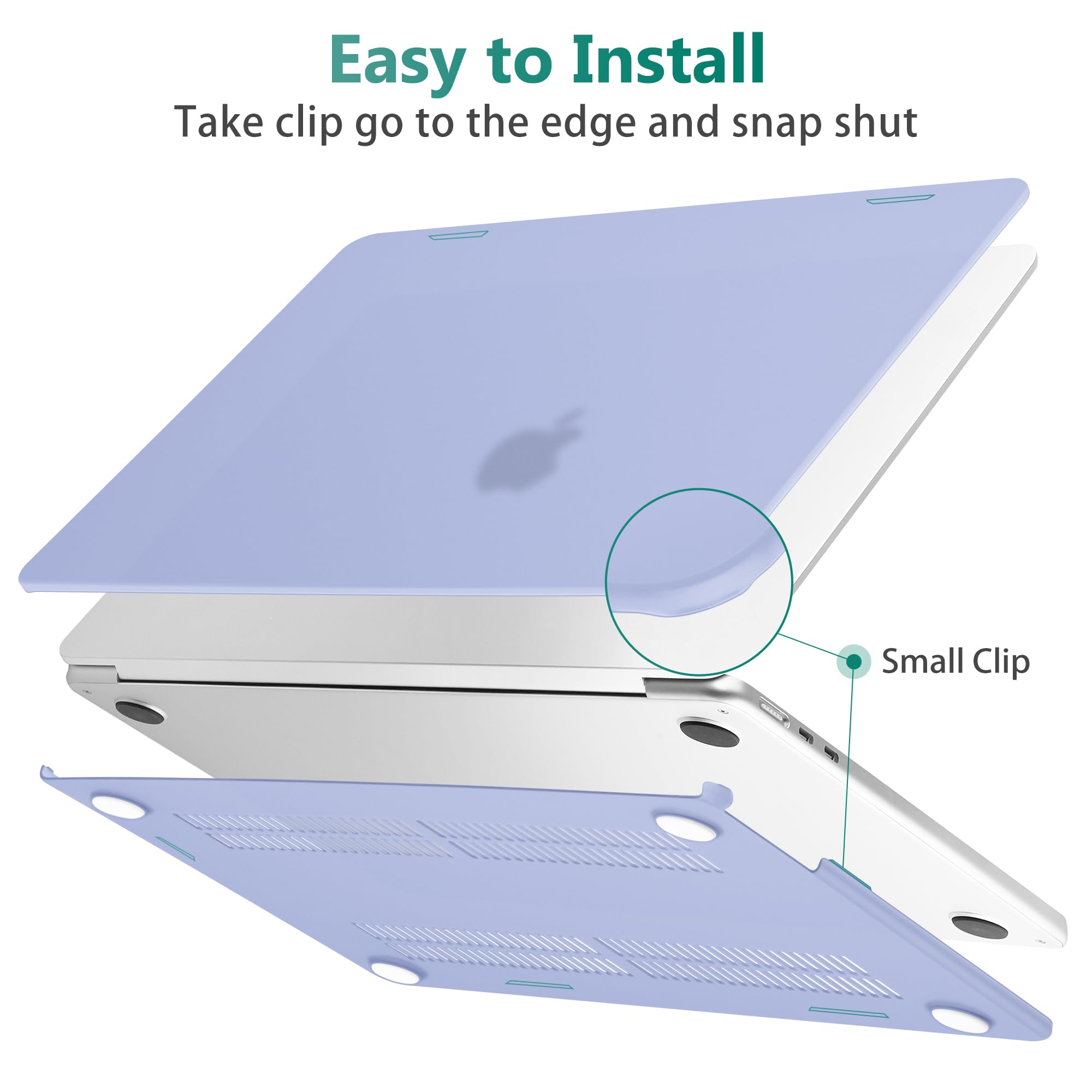 May Chen for M4 MacBook Air 13.6 inch Case 2025 2024 2023 2022 Release A3240 M3 A3113 M2 A2681, Plastic Hard Shell Case for MacBook Air 13.6" with Retina Display Fits Touch ID, Airy Blue A+