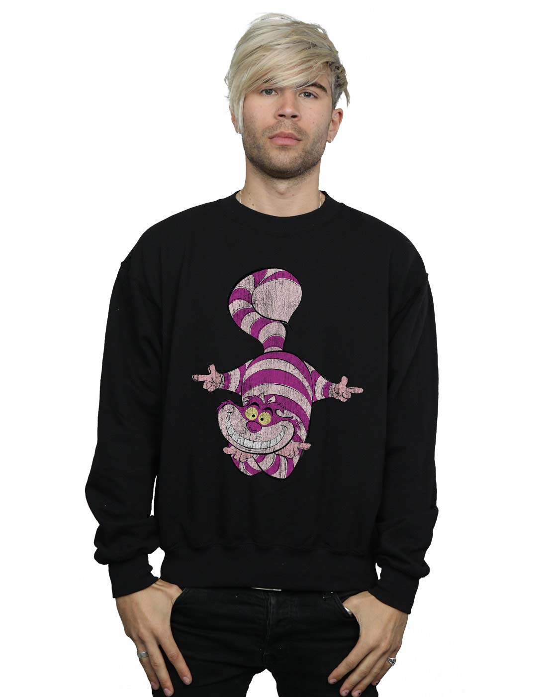 Absolute Cult Men's Black Disney Alice In Wonderland Cheshire Cat Upside Down Sweatshirt XXX-Large