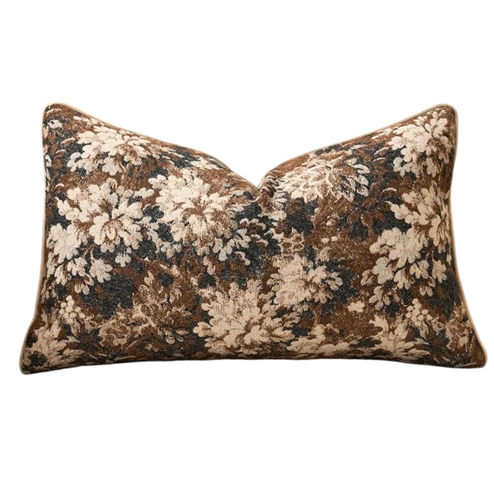 Hndhbfgrt Neutral Floral Design Pillowcases, Plush Rectangular Cushion Covers, Decorative Farmhouse-Style Sofa Cushions Brown