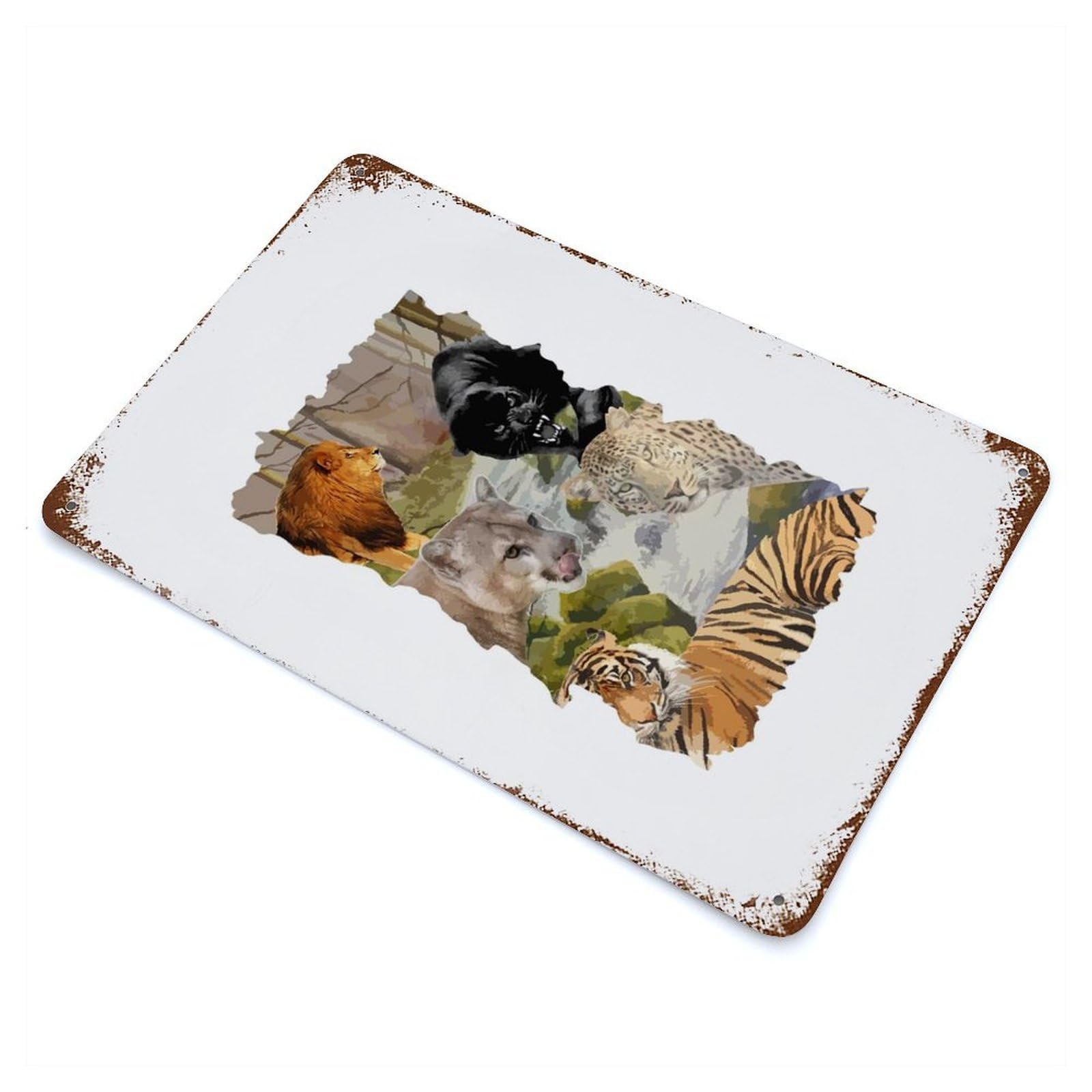 The Cats Rustic Tin Plaque 11.8"x7.9", Ideal for Shed, Workshop And Garage Wall Decor