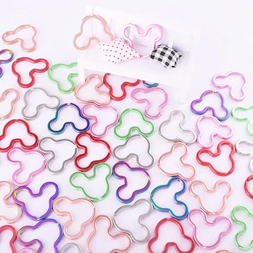 Miniatura 8 de Anillos divididos en forma de cabeza de ratón, coloridos llaveros planos, de metal, creativo, para bolsa, hogar, automóvil, oficina, organización,