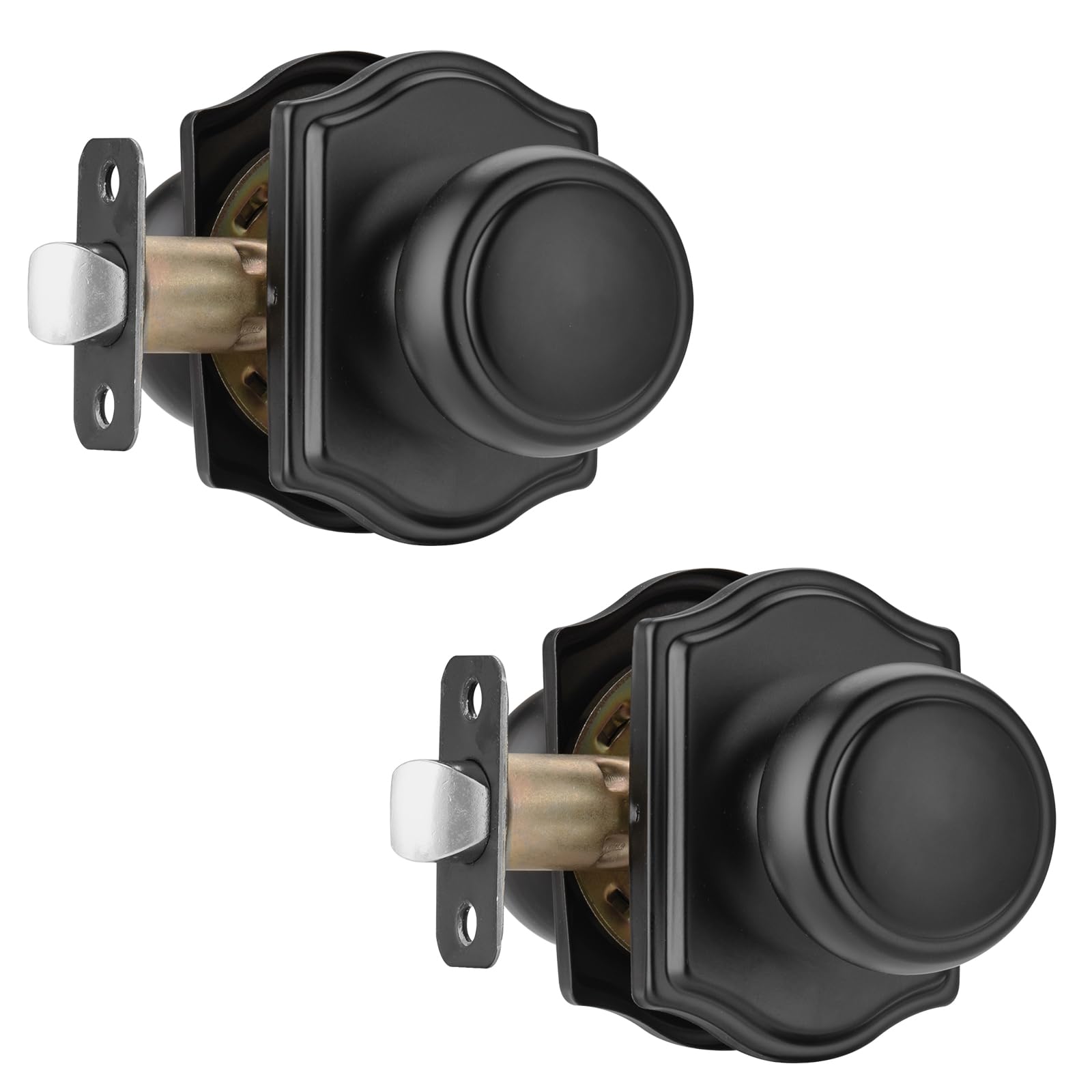 Photo 1 of NCSEN 2 Pack Matte Black Door Knobs with Camelot Trim,Interior Door Knob with Lock,Coastal Door knob for Hall & Closet