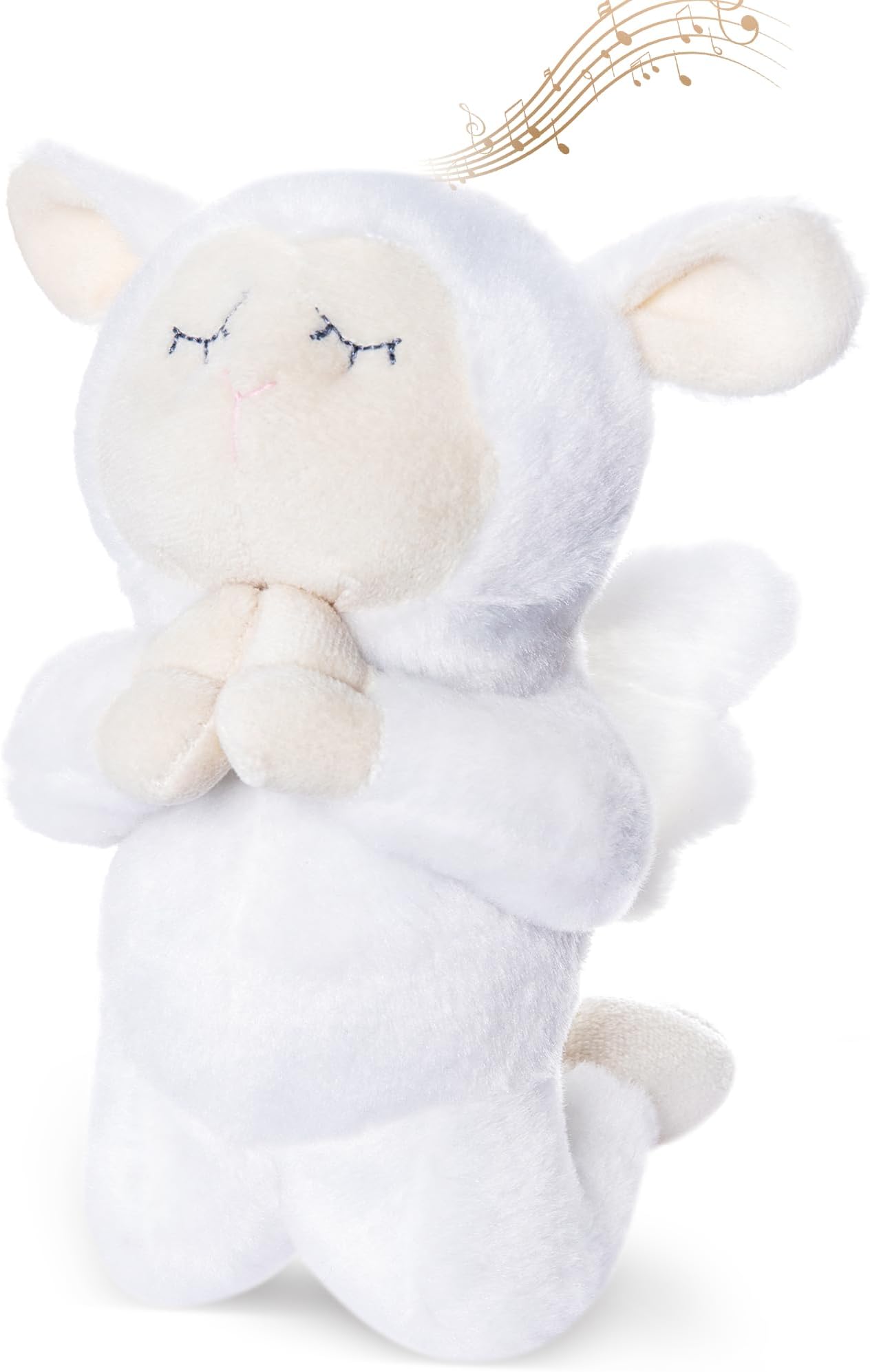 My OLi 7" Plush Prayer Lamb Plays Jesus Loves Me Praying Plush Lamb Soft Toy Stuffed Animal Bedtime Gifts for Baby Kids Girls Boys