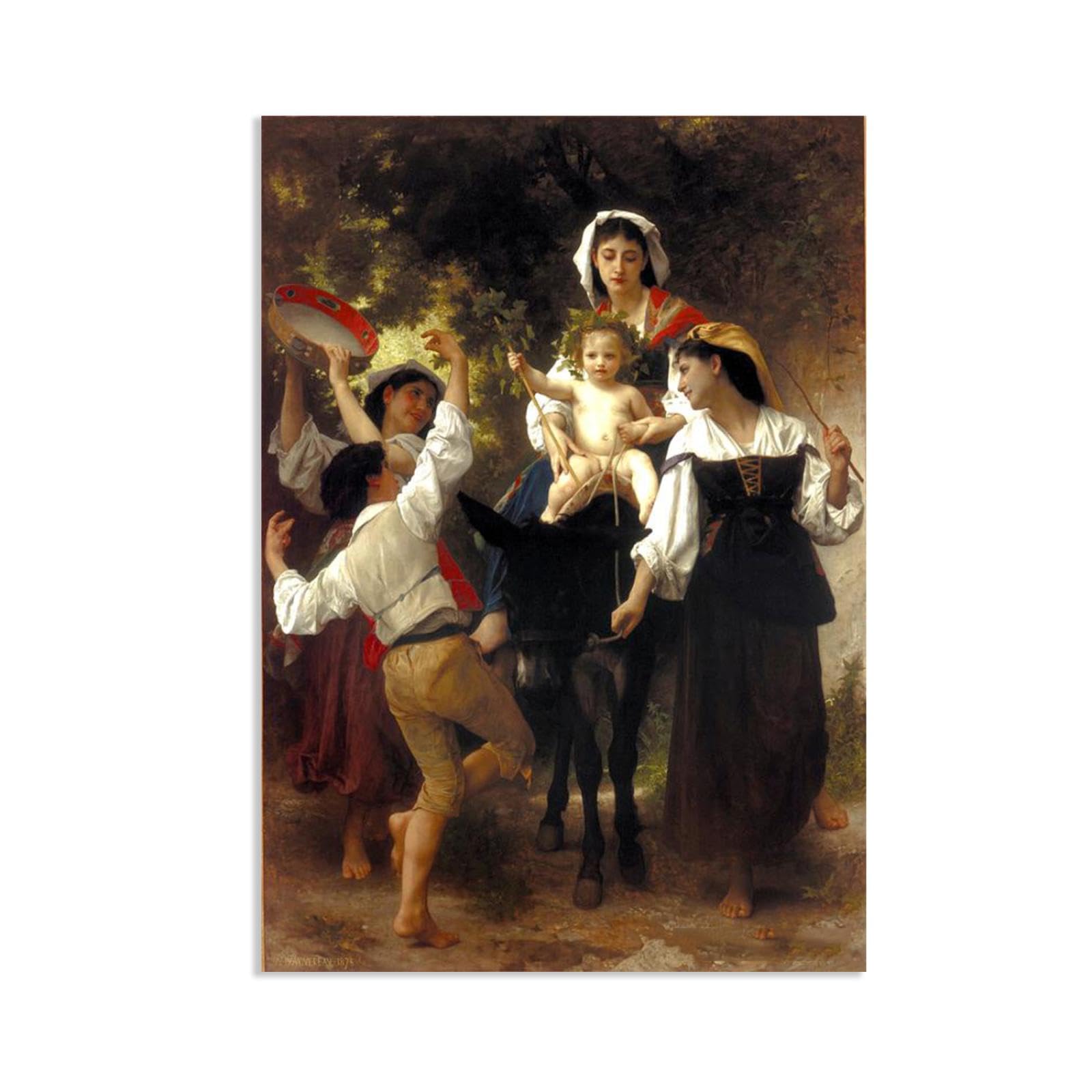 RXNHGJDS William-Adolphe Bouguereau Wall Art Return from the Harvest Classical Art Prints Picture Famous Artwork Wall Decor for Living Room Bedroom Bathroom Home Decor 90x60cm frameless