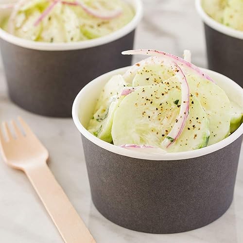 Miniatura 3 de Coppetta - Tazas de postre de 12 onzas, 200 tazas desechables para helado, tapas se venden por separado, cuencos de yogur congelado de papel gris,